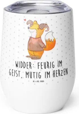 Produktbild von Mr. & Mrs. Panda Thermobecher Widder Astologie - Weiß - Geschenk, Sternzeichen, glühweinbecher, Geburtstagsgeschenk, Astrologie, kaffee tasse, Isolierbecher