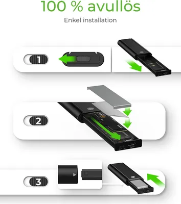 Produktbild von ICY BOX IB-1807MT-C31, ext. M.2 NVMe Gehäuse, Werkzeuglos, USB 3.2 Gen 2 Type-C®/Type-A, Aluminium, schwarz, SSD-Gehäuse, M.2, PCI Express, 10 Gbit/s, USB Anschluss, Schwarz