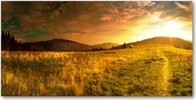 Produktbild von Tulup Glas-Bild -140x70- Wandkunst Dekorative Wand für Küche & Wohnzimmer - Landschaften - Panorama Berge - Orange