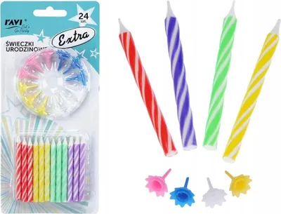 Immagine prodotto di Candele di compleanno Extra colorate 24 pz. 6 cm