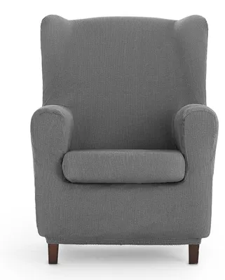 Elastischer Flügelsessel-Bezug, Grau, Polyester-Baumwolle, 37x5x29 cm
