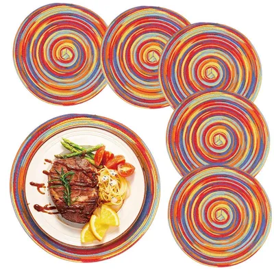 Immagine prodotto di Sottopiatti rotondi, lavabili, set da 6, colore rosso, diametro 30 cm