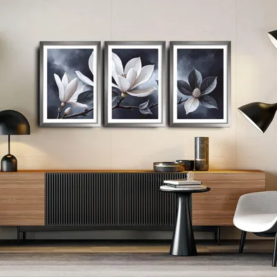 Image de Wallity, 3Pantct-024, tableau décoratif encadré en MDF (3 pièces), multicolore, MDF, 38 x 53 cm