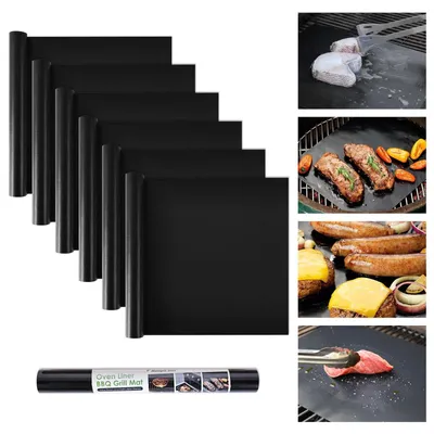Produktbild von Grillmatte Grillfolie BBQ-Matte - Set von 6 - 32 x 40 cm - Antihaftbeschichtung - Wiederverwendbar