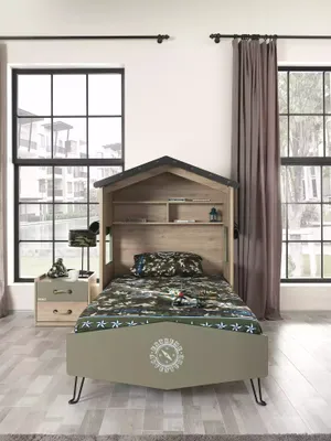 Produktbild von Komplette Kindermöbel Kinderbett Bett Holz Grün Set 2tlg Nachttisch