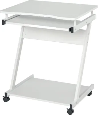 Image de HOMCOM Bureau Informatique Roulant - Bureau Mobile - Table d'ordinateur - Tablette coulissante Clavier + étagère - Blanc