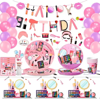 Produktbild von Make Up Party Deko Set Kindergeburtstag Geburtstag Partygeschirr 96 Teile