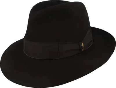 Borsalino feiner Haarfilzhut breite Bogartform in schwarz