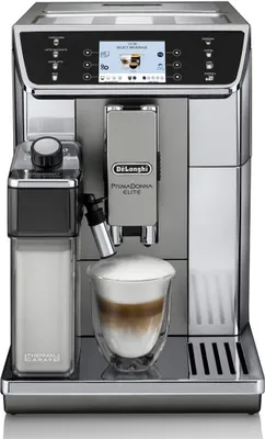 Produktbild von De’Longhi PrimaDonna Elite ECAM 650.55.MS, Espressomaschine, 2 l, Kaffeebohnen, Gemahlener Kaffee, Eingebautes Mahlwerk, 1450 W, Schwarz, Metallisch, Silber