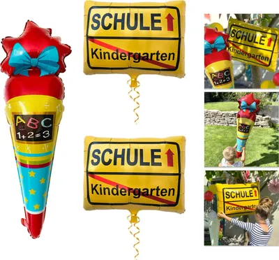 Produktbild von Oblique Unique Schuleinführung Schulanfang Einschulung Deko Set - Folien Ballon Zuckertüte + 2x Kindergarten / Schule