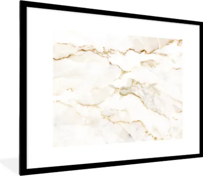 Produktbild von MuchoWow® Gerahmtes Poster Marmor - Limette - Gold - Luxus - Marmoroptik - Weiß 80x60 cm - Poster mit Schwarzem Bilderrahmen Wandposter Rahmen Foto Bilder - Schlafzimmer-Dekorationen - Fotoposter