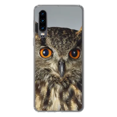 Produktbild von MuchoWow® Handyhülle Schutzhülle Hülle für Huawei P30 Braune Eule mit hellblauem Hintergrund Silikon Softcase Handy Hülle - Kartenbesitzer