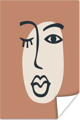 Produktbild von MuchoWow® Poster Pastell - Gesicht - Frau - Braun 40x60 cm - Plakate für die Wand - Poster Babyzimmer