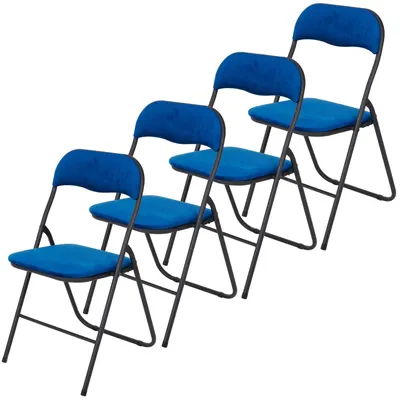 Produktbild von Set aus 4 Samt-Klappstühlen in Blau