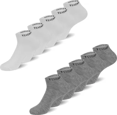 Produktbild von TEXEMP Sneaker Socken Damen & Herren 10 Paar Baumwolle Freizeit Sport Kurz | B215 - 39-42 - Grau / Weiß - 10er Pack