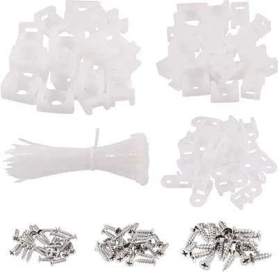 Produktbild von Kabelbinder Set 360tlg. weiß mit Montageschrauben und Kabelhalter 3MM 6MM