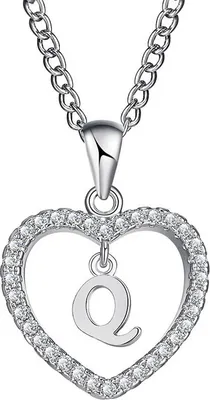 Produktbild von Elegante Silber Halskette mit Buchstabe Q für Damen KP5174