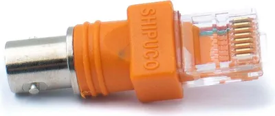 Produktbild von SYSTEM-S Koaxial Adapter RJ45 Stecker zu BNC Buchse 50 Ohm Kabel in Orange
