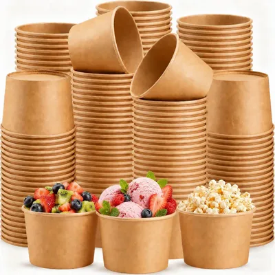 Imagen del producto de Vasos de papel de 235 ml, paquete de 50 unidades, desechables, para helados y postres