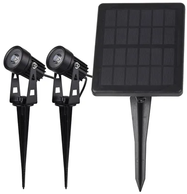 Produktbild von CHILITEC Solar Gartenstrahler-Set, 2 Spots mit Erdspieß