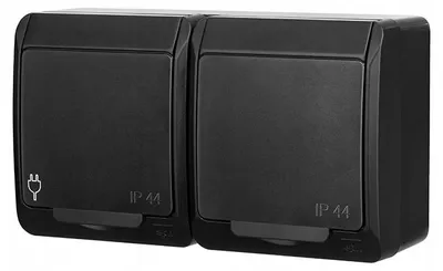 Immagine prodotto di Elektro-Plast | Presa Doppia Schuko GNT-2x2P+Z - Nera - IP44 - Protezione Contro Acqua E Polvere