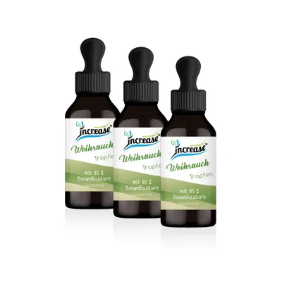 Produktbild von Nimm 3, zahl 2 Aktion Liposomale Weihrauch Tropfen hochdosiert - 3000mg Weihrauch pro Tag davon 2550 mg Boswelliasäure (270.000mg in 3 Flaschen)
