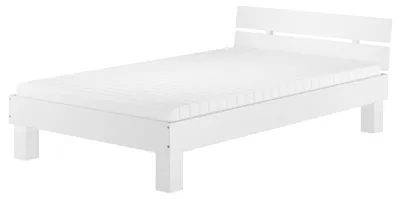 Produktbild von Einzelbett Buchebett massiv weiß 120x200 Futonbett Bettrahmen Zubehör wählbar V-60.86-12WRollrost und Matratze inkl.