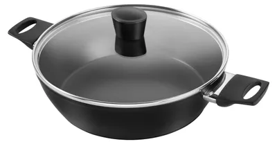 Servierpfanne 28 cm, Keramik-Antihaft, 2 Griffe, Deckel, Induktion