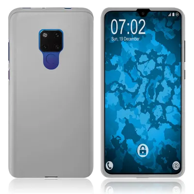 Produktbild von PhoneNatic Case kompatibel mit Huawei Mate 20 - transparent-weiß Silikon Hülle matt Cover