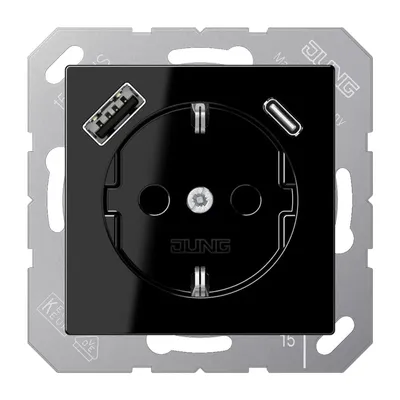 Image de Jung SCHUKO Prise de courant avec USB type AC A1520-15CASW (A1520-15CASW)