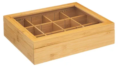 Produktbild von 5Five Teedose hellbraun - 12 Facher - Bambus - 23 x 28 x 7 cm