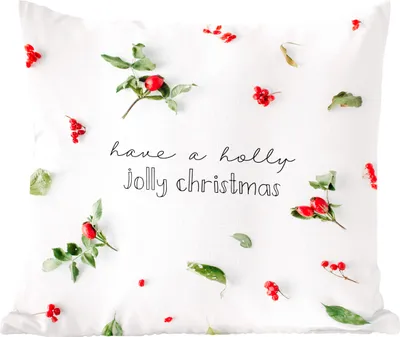 Produktbild von MuchoWow® Zierkissen Sofakissen Wohnzimmer Dekokissen 60x60 cm Weihnachten - Beeren - Pflanzen - Sitzfläche - Foto Polster