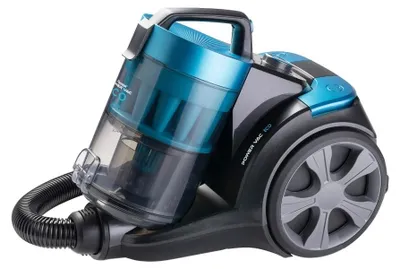 A cyclonic vacuum cleaner shown from the side against a white background.