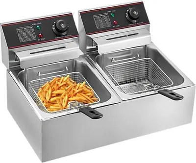 Zdjęcie produktu dla Podwójna frytkownica – 2 x 6 litrów – srebrna