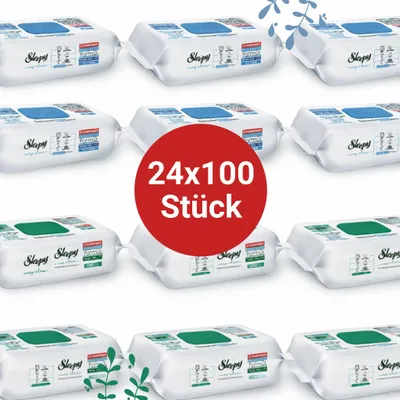 Produktbild von Sleepy Easy Clean Oberflächenreinigungstücher – 12x100 Blau + 12x100 White Soap | Großverbraucher