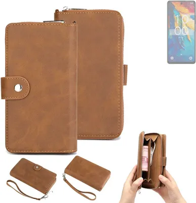 Produktbild von K-S-Trade Handyhülle Schutzhülle kompatibel mit TCL 50 Pro NXTPAPER 5G & Portemonnee Tasche Handytasche Case Etui Geldbörse Wallet braun (1x)
