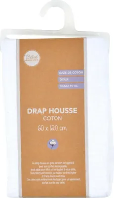 Obrázek produktu pro Prostěradlo - Douceur d'Intérieur - Bavlněná gáza - 120x60cm - Bílé