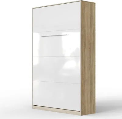 Produktbild von SMARTBett Schrankbett Standard Eiche Sonoma/Weiss Hochglanzfront 120 Vertikal