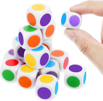 Imagen del producto de Juego de dados de 20 unidades, de 16 mm, con puntos de colores, ideal para niños y juegos educativos