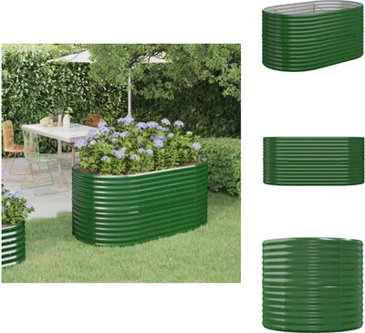 Produktbild von vidaXL Hochbeet Pulverbeschichteter Stahl 152x80x68 cm Grün - Blumentöpfe & Pflanzgefäße