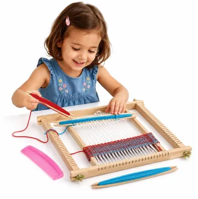 Productafbeelding van Viga Houten Weefgetouw Weefworkshop Montessori Weefpakket
