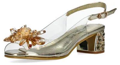 Produktbild von Misstyl by Laura Vita Damen Sandalette Slingback Peeptoe Transparent MILY 22, Größe:39 EU, Farbe:Gold