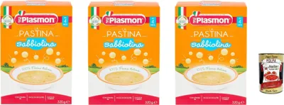 Produktbild von 3x Plasmon Pastina Sabbiolina 320 g da 4 mesi + Italian Gourmet polpa 400g