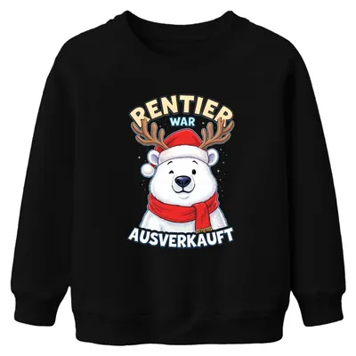 Zdjęcie produktu dla Renifer został wyprzedany Polar Bear with Antlers Christmas Funny Uni  Bluza dziecięca, czarny, 152
