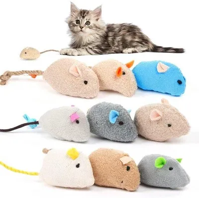 Produktbild von Neun Stück Katnip-Maus-Spielzeug für Katzen - Interaktives & weiches Spielzeug