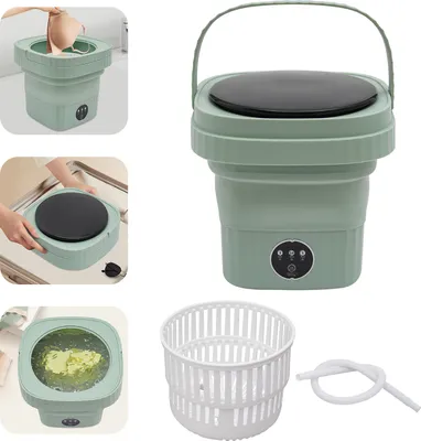 Obrázek produktu pro Přenosné pračky, skládací mini pračka, skládací malá pračka, zelená