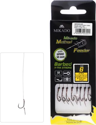 Produktbild von 8x MIKADO METHOD FEEDER X-STRONG Haken Rig mit Spike/Nadel Feederhaken geflochtener Schnur #8 / Ø0,12mm / 10cm