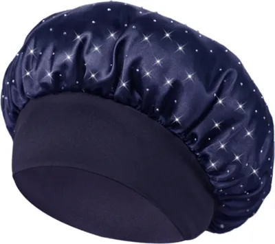 Image de INF Bonnet de nuit en satin avec strass Bleu marine