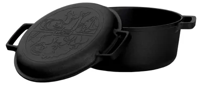 Produktbild von 4 L Gusseisen Kochtopf mit Deckel-Bratpfanne 2in1 Set - Induktion Bräter Brottopf Suppentopf Bratentopf Brotbacktopf - Brotbackform Schmortopf Feuertopf Dutch Oven