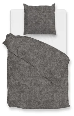 Produktbild von Zohome Paisley di Lino Bettbezug - 155x220 cm – 100% Baumwolle – Hochwertige Bettwäsche mit motiv – Weich - Atmungsaktiv und Hautfreundlich – inkl. 80x80 cm Kissenbezug – Grau